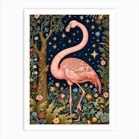 William Morris Pink Flamingo Art Print