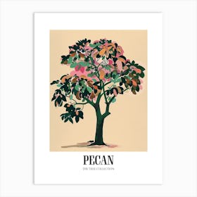 Pecan Tree Colourful Illustration 3 Poster Art Print