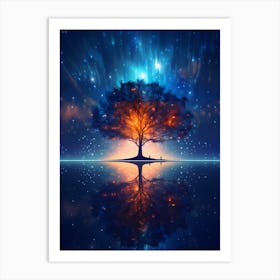 Tree Of Life In The Night Sky Art Print