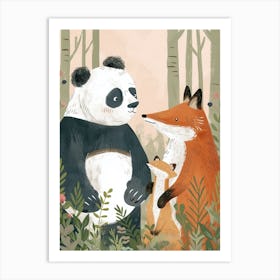 Giant Pand And A Fox Storybook Illustration 3 Art Print