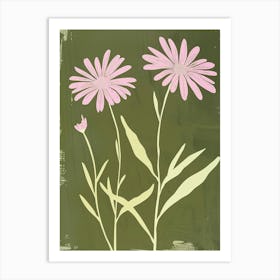 Pink & Green Asters 5 Art Print