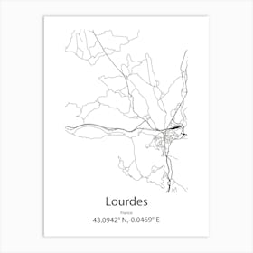 Lourdes,France Minimalist Map Art Print