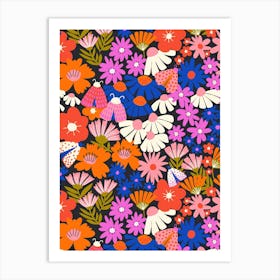 Into The Garden - Flower Night Moths Art Print Art Print