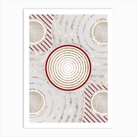 Geometric Abstract Glyph in Festive Gold Silver and Red n.0097 Art Print