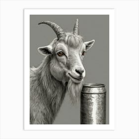 Goat With Can Art Print