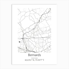 Bernards,United States Minimalist Map 1 Art Print