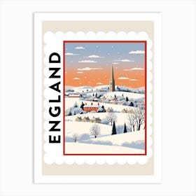 Retro Winter Stamp Poster Cotswolds United Kingdom 3 Art Print