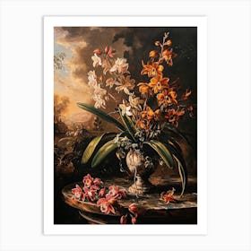 Baroque Floral Still Life Monkey Orchid 2 Art Print