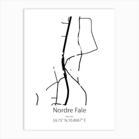 Nordre Fale,Norway Minimalist Map Art Print