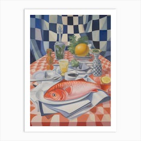 Salmon Still Life Painting Art Print