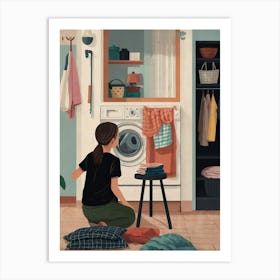 Illustration Of A Woman Doing Laundry 5 Art Print