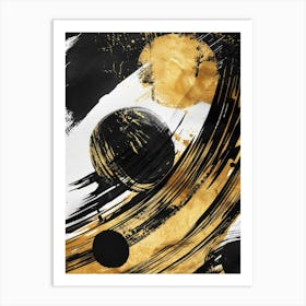 Abstract Black And Gold Painting 42 Art Print