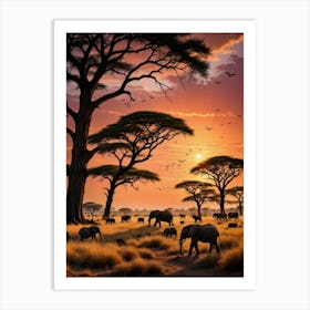 Sunset In The Savannah 4 Art Print