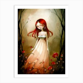 Girl In The Woods Art Print