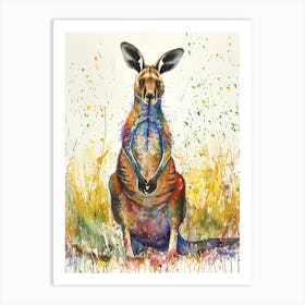 Kangaroo Colourful Watercolour 4 Art Print