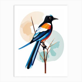 Colourful Geometric Bird Magpie 1 Art Print