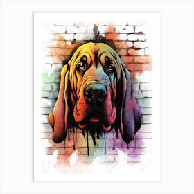 Aesthetic Bloodhound Dog Puppy Brick Wall Graffiti Artwork Art Print