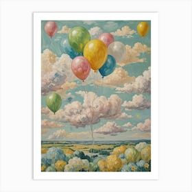 Colourful Balloons In The Sky Art Print