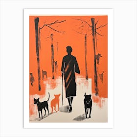 Dog, Woodblock Animal  Drawing 3 Art Print