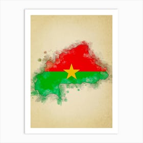 Burkina Faso Flag Vintage Art Print