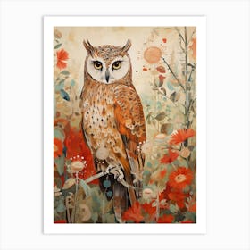 Owl 2 Detailed Bird Painting Art Print