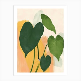 Philodendron Plant Minimalist Illustration 5 Art Print