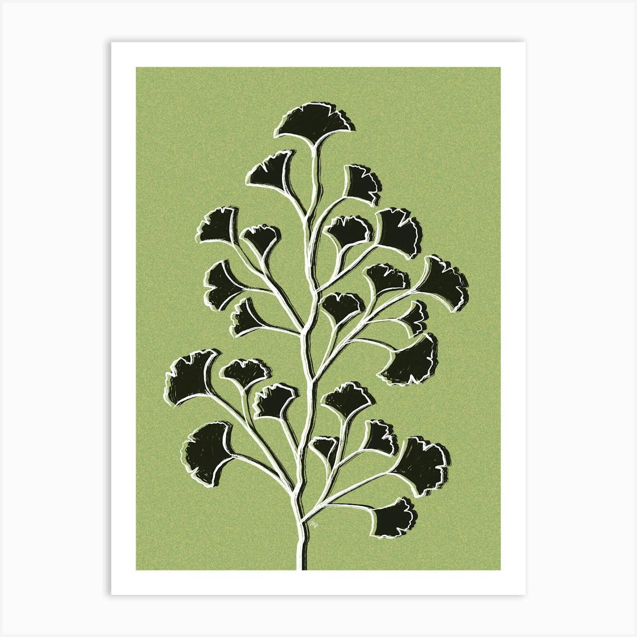 Lime Ginkgo Art Print by Martina