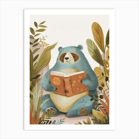 Sloth Bear Reading Storybook Illustration 3 Art Print