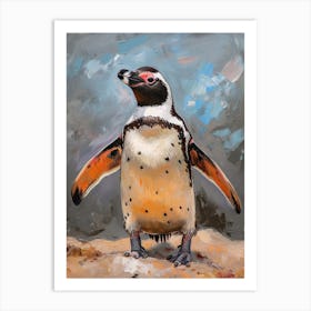 African Penguin Livingston Island Oil Painting 1 Art Print