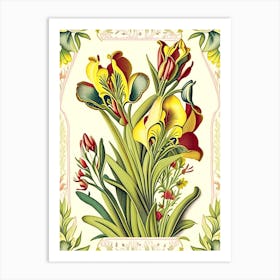 Freesia 3 Floral Botanical Vintage Poster Flower Art Print
