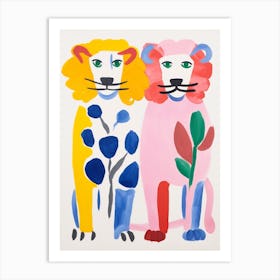 Colourful Kids Animal Art Lion 6 Art Print