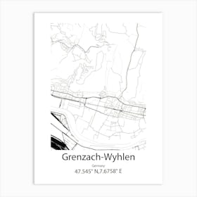 Grenzach Wyhlen,Germany Minimalist Map Art Print