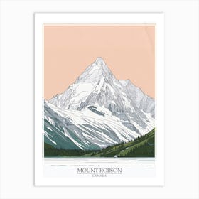 Mount Robson Canada Color Line Drawing 2 Poster Art Print