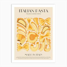 Italian Pasta Shapes Print Kitchen Art Kitchen Poster Food Art Mid Century Modern Italian Art Print