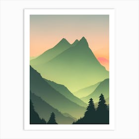 Misty Mountains Vertical Composition In Green Tone 18 Art Print