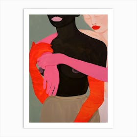 Two Women Hugging Art Print