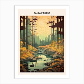 Taiga Forest Midcentury Travel Poster Art Print