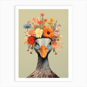 Bird With A Flower Crown Duck 1 Art Print