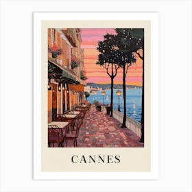 Cannes France 4 Vintage Pink Travel Illustration Poster Art Print