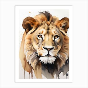 Lion Watercolor Painting 1 Art Print