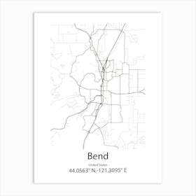 Bend,United States Minimalist Map Art Print