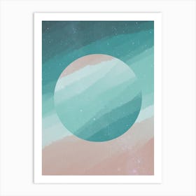 Minimal art abstract watercolor painting of calm sparkling waves Art Print