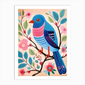 Pink Scandi Eastern Bluebird 2 Art Print