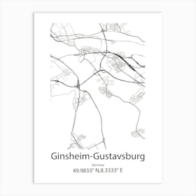 Ginsheim Gustavsburg,Germany Minimalist Map Art Print