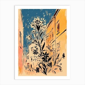 Lisbon, Flower Collage 0 Art Print