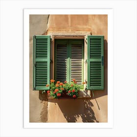 Green Shutters On A Window 1 Art Print