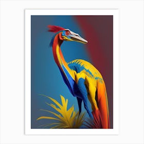 Compsognathus Primary Colours Dinosaur Art Print