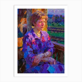 Woman Sitting On A Porch Art Print