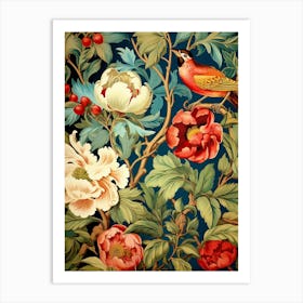 Wallpaper With Birds And Flowers 1 Art Print