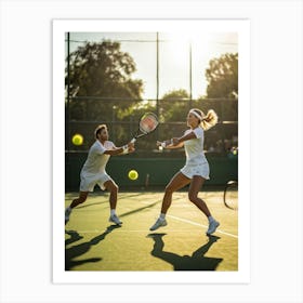 Tennis Players In Action Art Print